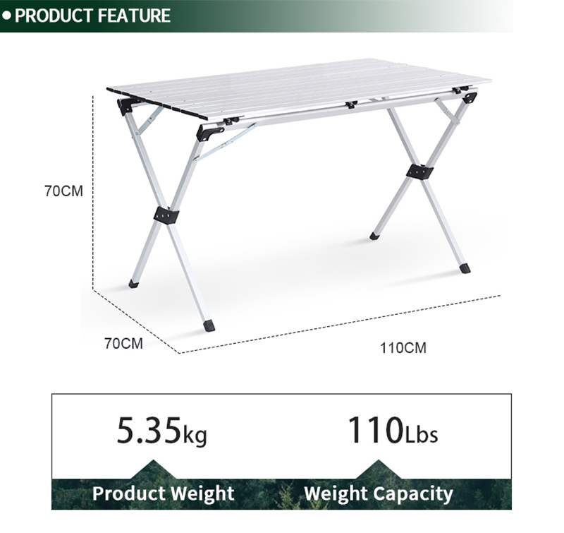 Outdoor Furniture Portable Aluminum Folding Camping Picnic Dining Table
