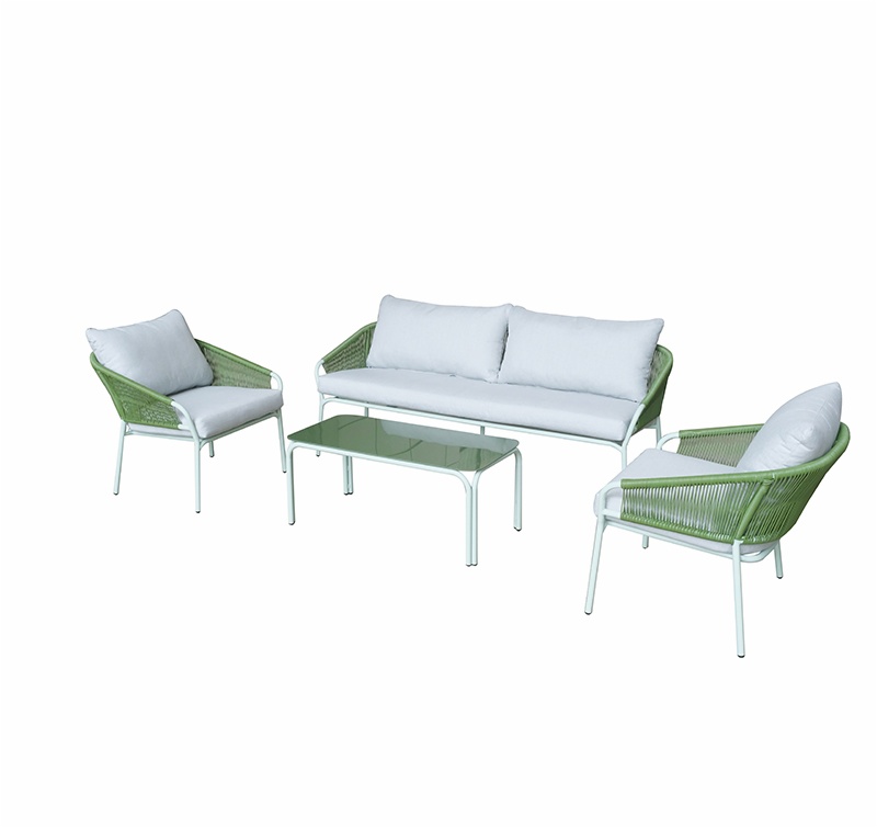 4 Piece Aluminum PE Rattan Sofa Set with Cushions AF4209
