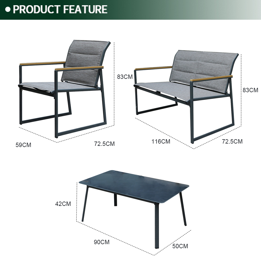 Kd Texitlene Padded Outdoor Dining Set 1008