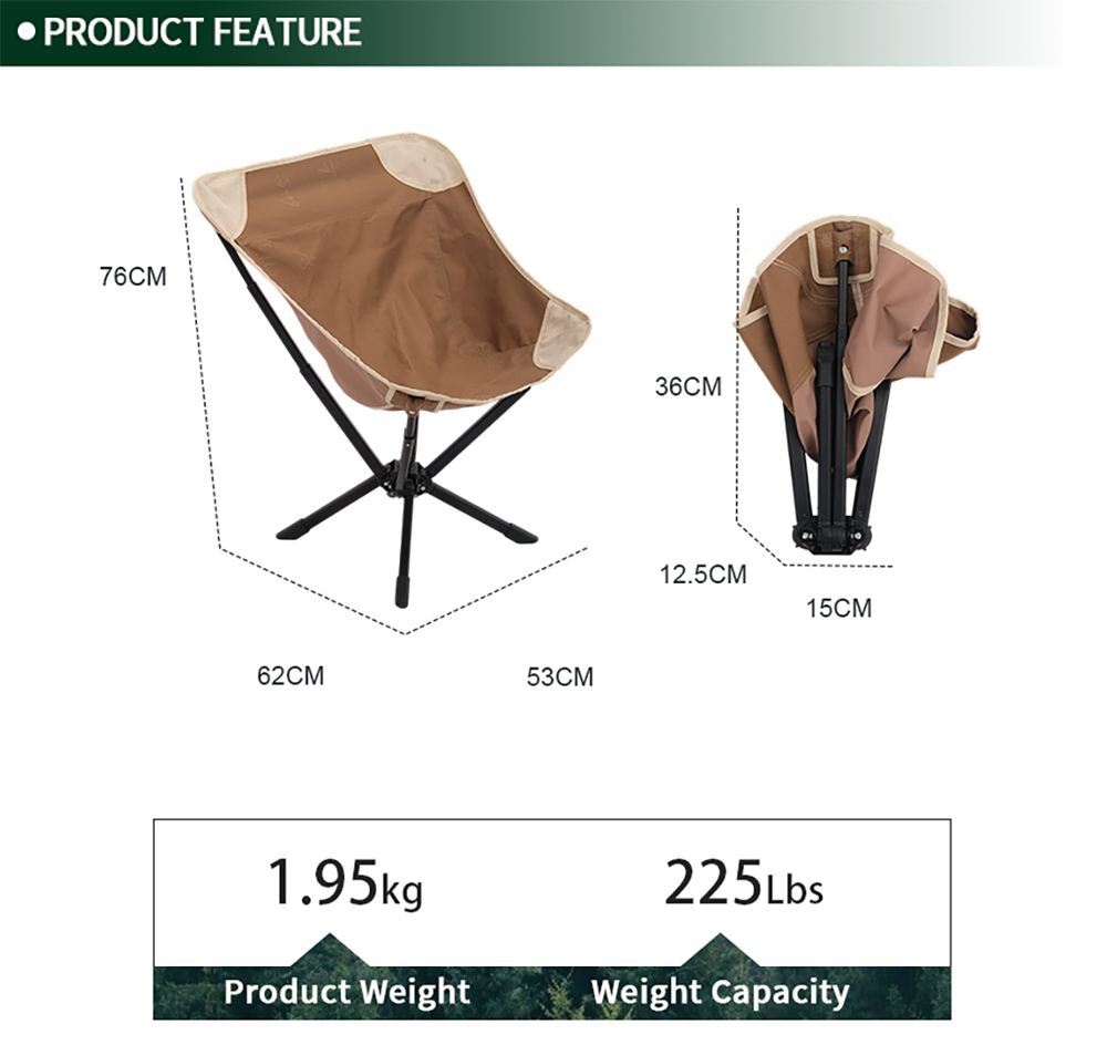 Lightweight Aluminum Oxford Quick Open Fishing Moon Chair Camping Folding Chair