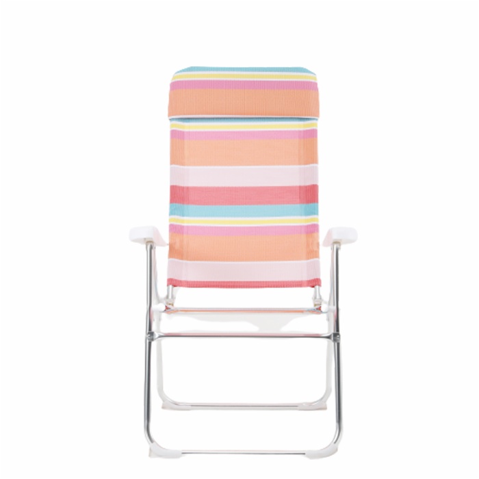 Outdoor Poolside Testlin Folding Low High Seat Adjustable Beach Lounge Chair with Pillow