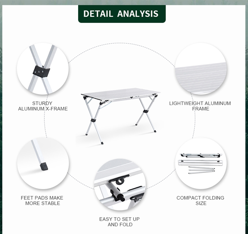 Outdoor Furniture Portable Aluminum Folding Camping Picnic Dining Table