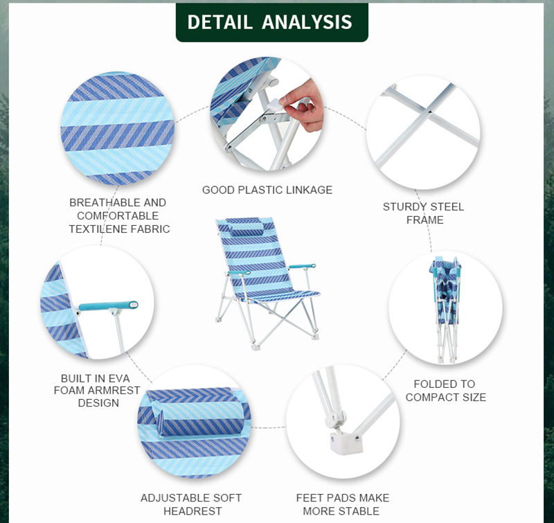Outdoor Portable and Folding Metal Stable Beach Chair Camping Chair