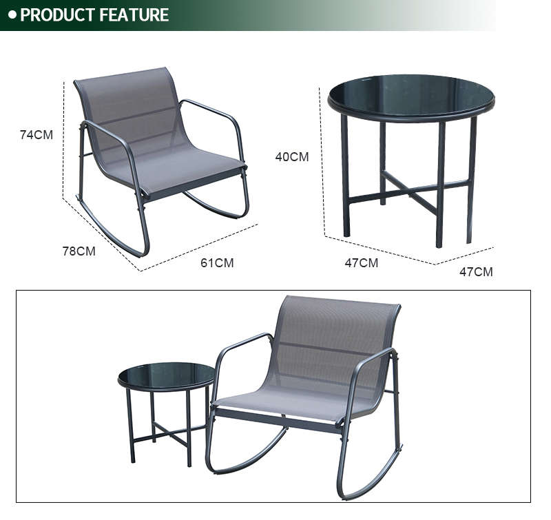 2-Piece Steel Outdoor Balcony Table and Chair Bistro Set SF1604