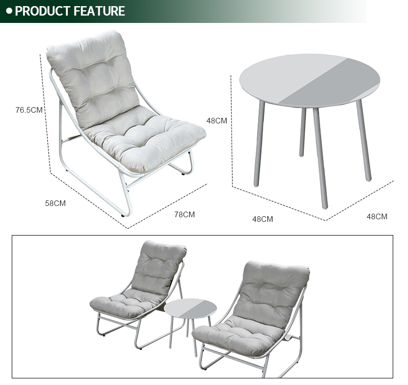 3 PC Steel Bistro Set with Cushions SF2602