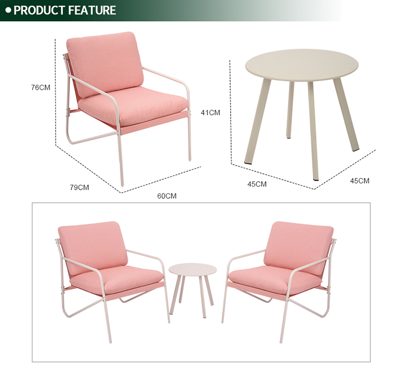 3 Piece Steel Bistro Set with Cushions SF2603-3