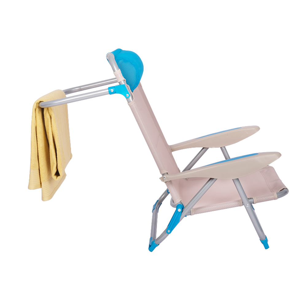 Portable Folding Aluminum Lounge Chair Stripes Backpack Beach Chair