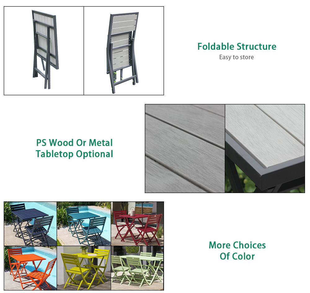 Steel Foldable Outdoor Bistro Set 3002
