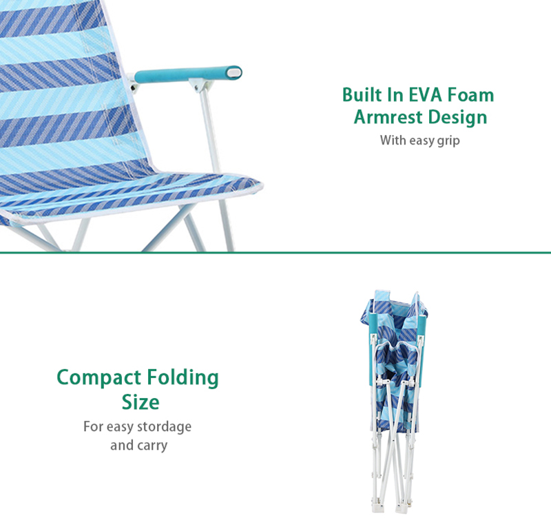 Outdoor Portable and Folding Metal Stable Beach Chair Camping Chair