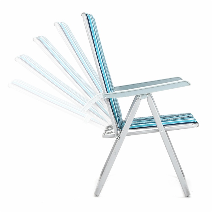 Padded 5 Position Adjustable Foldable Metal Chair Steel Frame Camping Chair