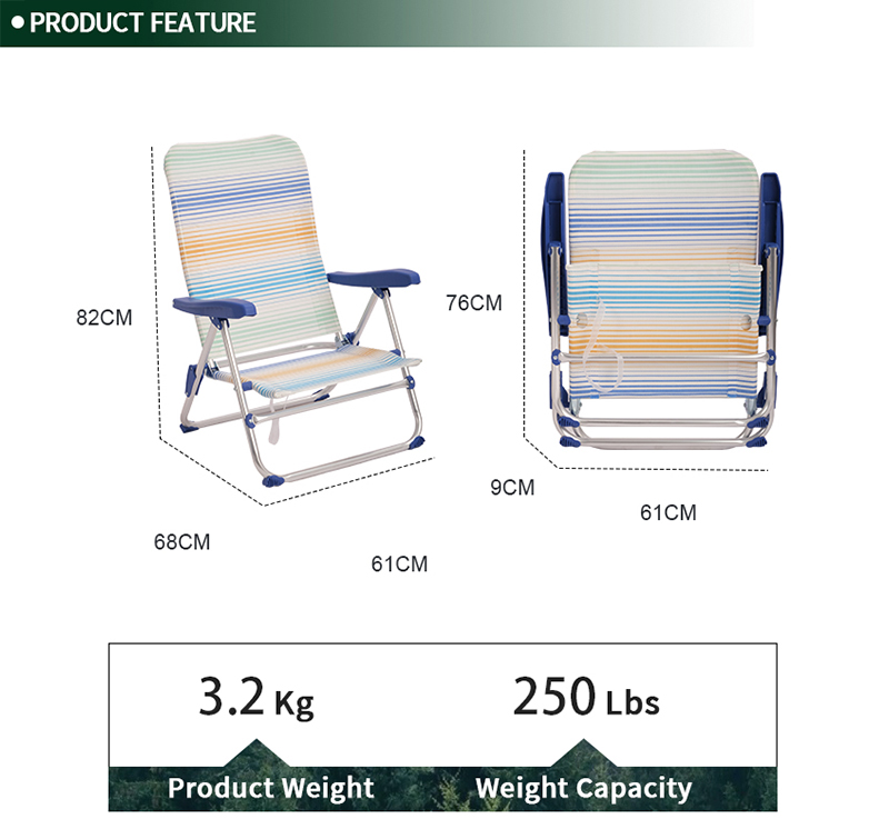 Lightweight Aluminum Beach Chair with Textilene Fabric