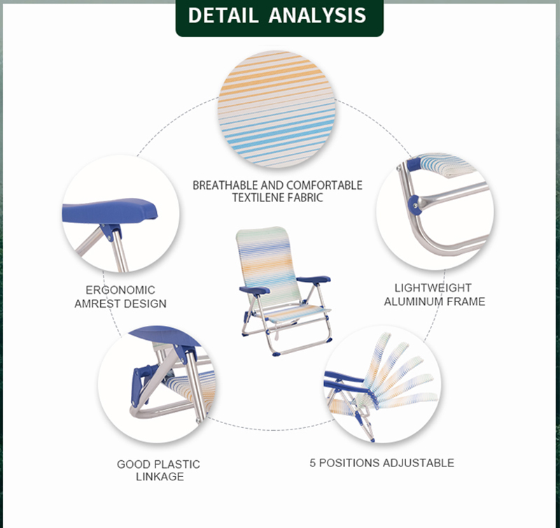 Lightweight Aluminum Beach Chair with Textilene Fabric