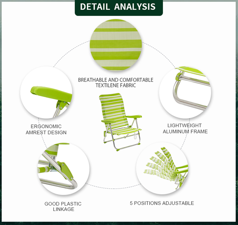 Sturdy Folding Beach Chair with High Backrest – 100kg Capacity