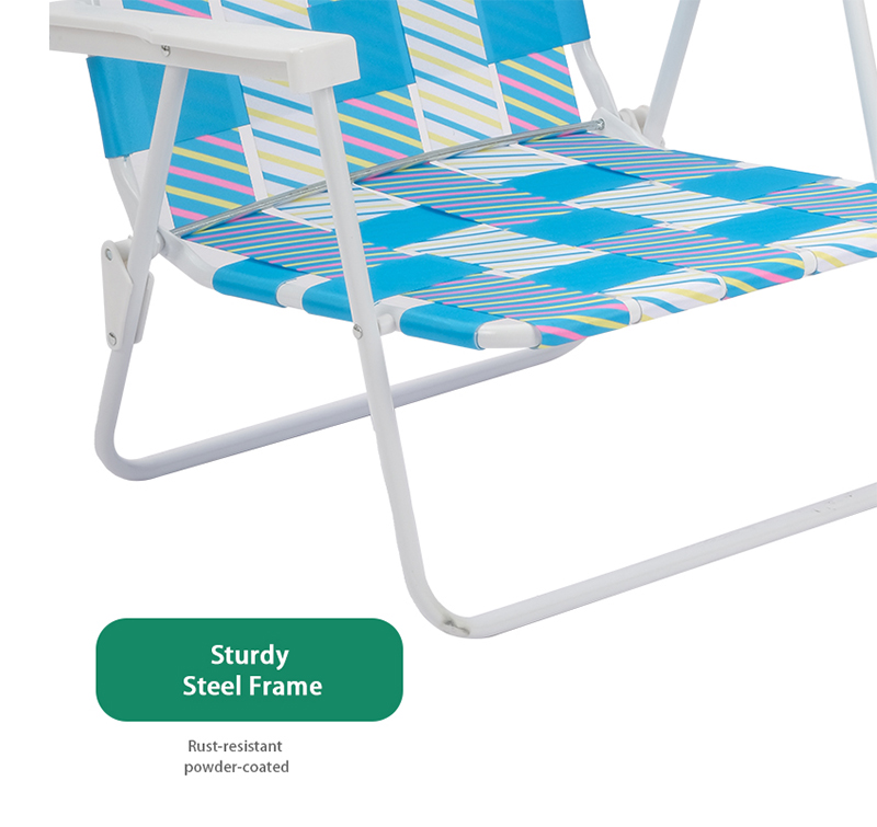 Foldable Beach Web Chair with Steel Frame & Breathable PE Belt