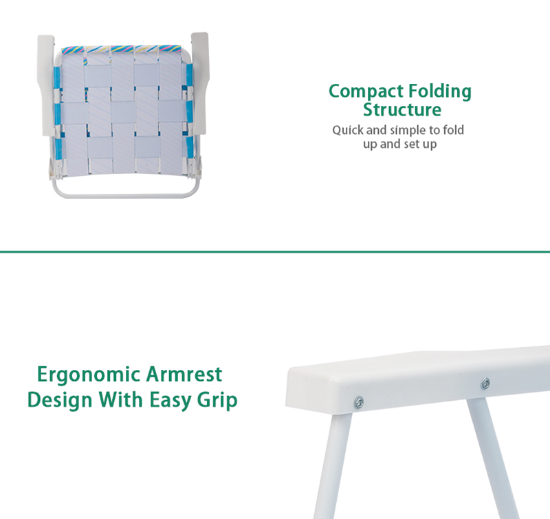 Foldable Beach Web Chair with Steel Frame & Breathable PE Belt