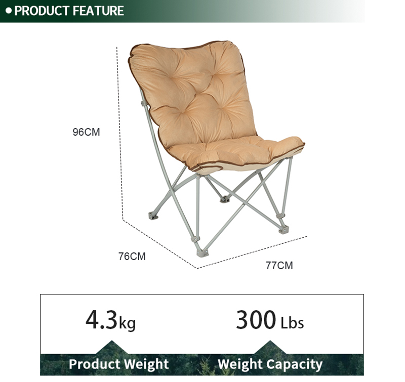 Comfortable Padded Butterfly Chair with Steel Frame – Foldable Design