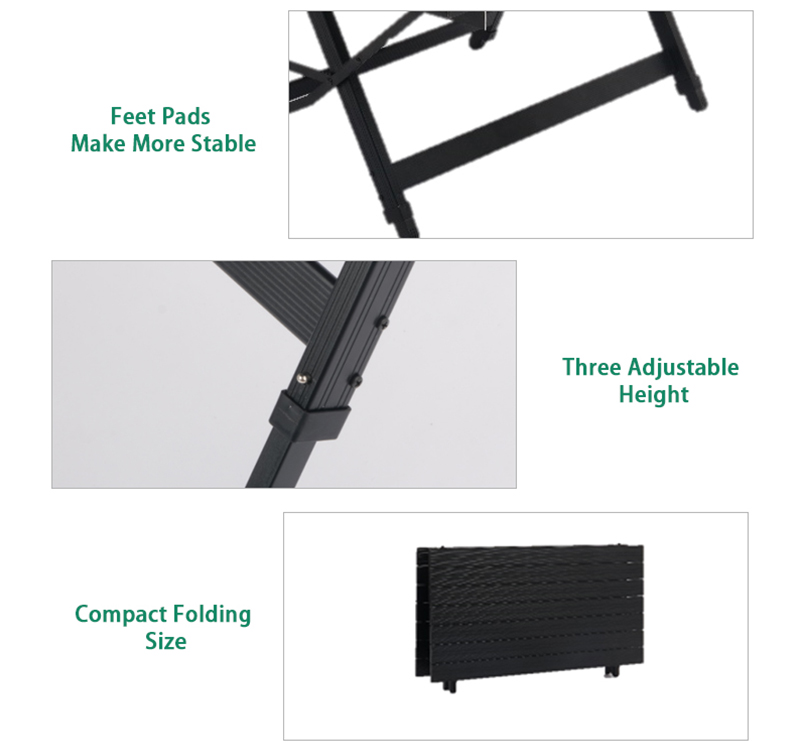 Sturdy Aluminum Camping Table with 3 Height Settings, 30kg Load Capacity