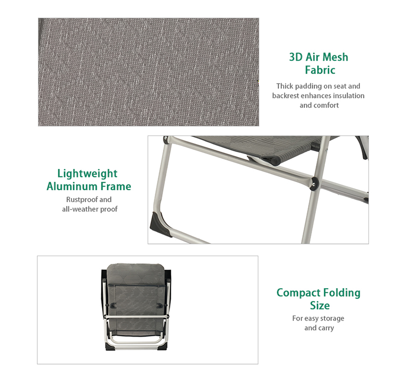 5-Position RV Chair Lightweight Comfortable Folding Chair with High Back