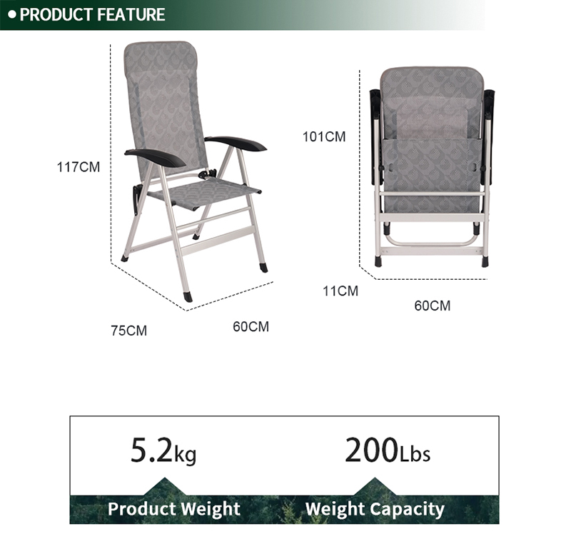 Luxury RV Camping Chair with 7 Adjustable Positions Caravan Chair
