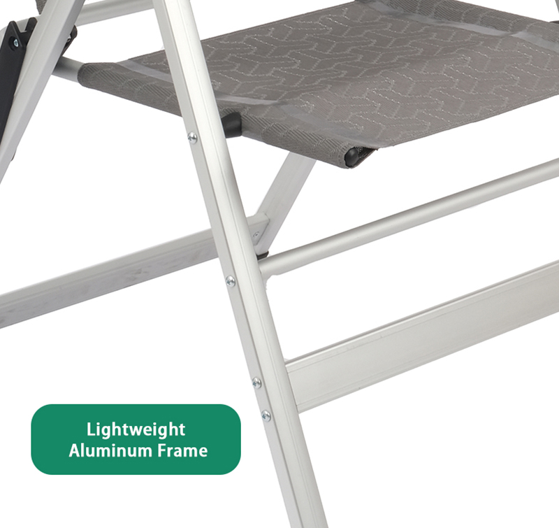 Folding RV Caravan Armrest Chair with Aluminum Frame and 7 Positions