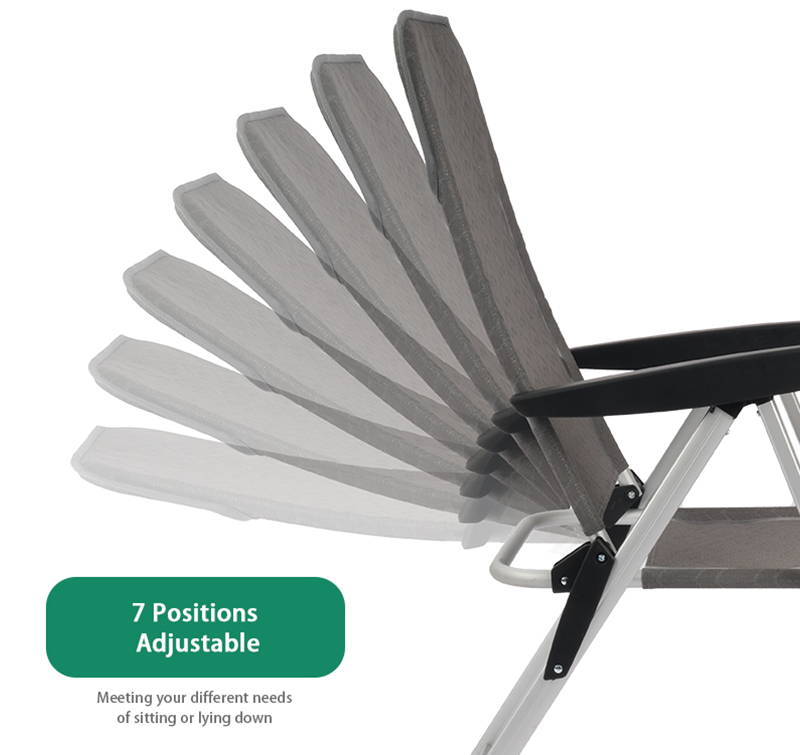 Folding RV Caravan Armrest Chair with Aluminum Frame and 7 Positions