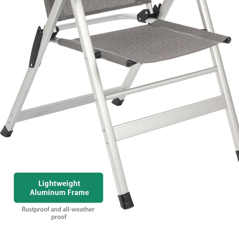 Folding RV Caravan Chair with 7 Positions and Luxurious Textilene Fabric