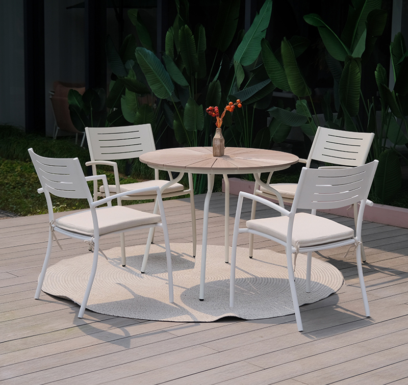 5-Piece Patio Dining Set with Lightweight Aluminum Frame and Weather-Resistant Spun Poly Fabric