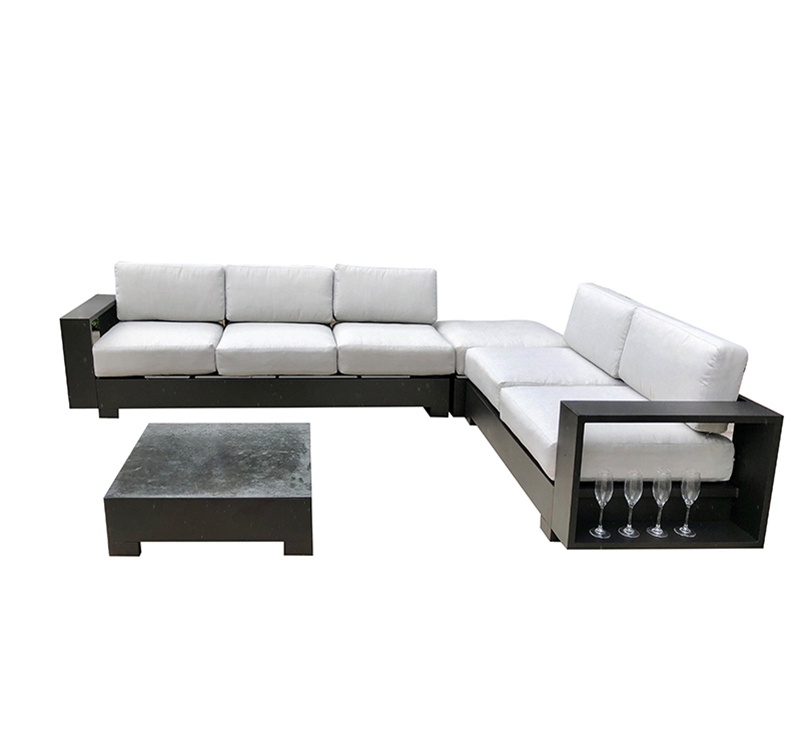 Memphis 4 Piece Aluminum Sectional Corner Sofa Set with Cushions AF2103