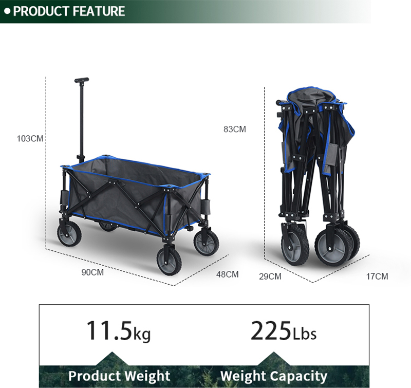 Outdoor Garden Park Utility Portable Beach Trolley Cart Camping Foldable Folding Wagon