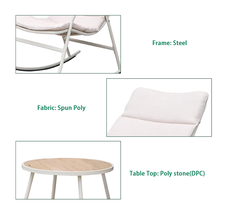 Compact 2-Person Outdoor Bistro Set with Steel Frame and Spun Poly Fabric Chairs