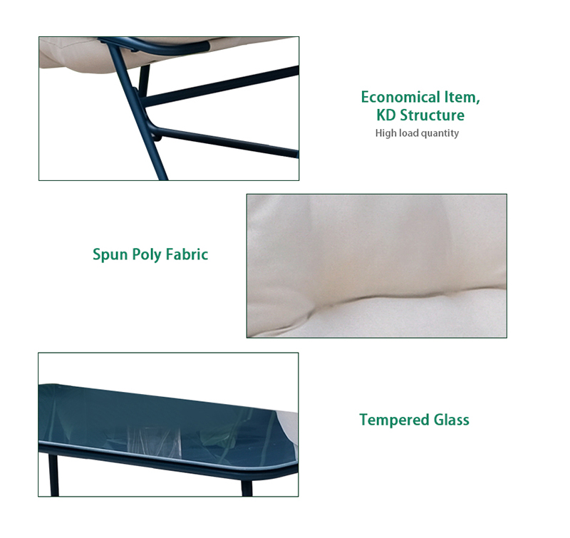 Positano Style 4pc Outdoor Sofa Set, Steel Frame & Glass Top