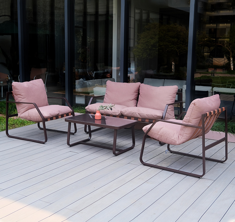 4-Piece Outdoor Sofa Set with Spun Poly Fabric and Steel Frame – Ideal for Patio Seating