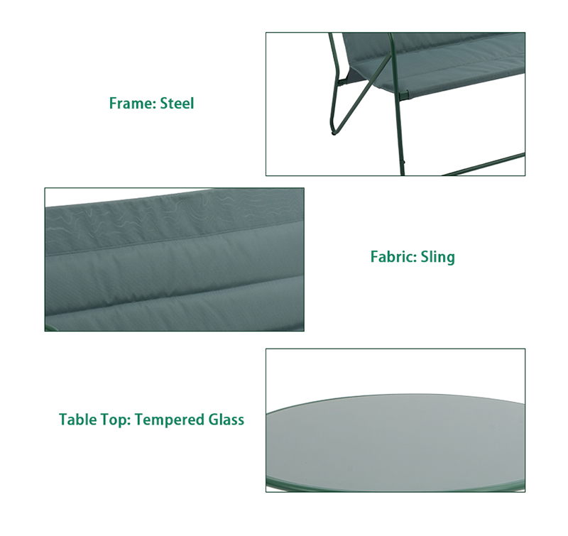 Modular 5-Piece Outdoor Sofa Set SF6415 with Loveseat, Armchairs & Dual-Top Tempered Glass Tables
