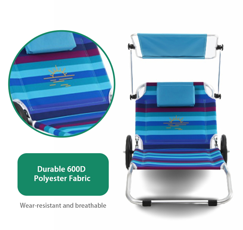 Teslin Foldable Beach Bed Trolley with Sun Shade
