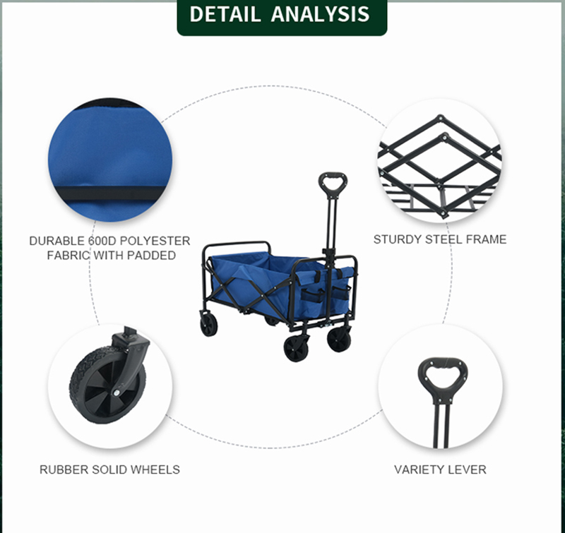 Compact Folding Wagon, 100kg Capacity & Auto-Retract Handle