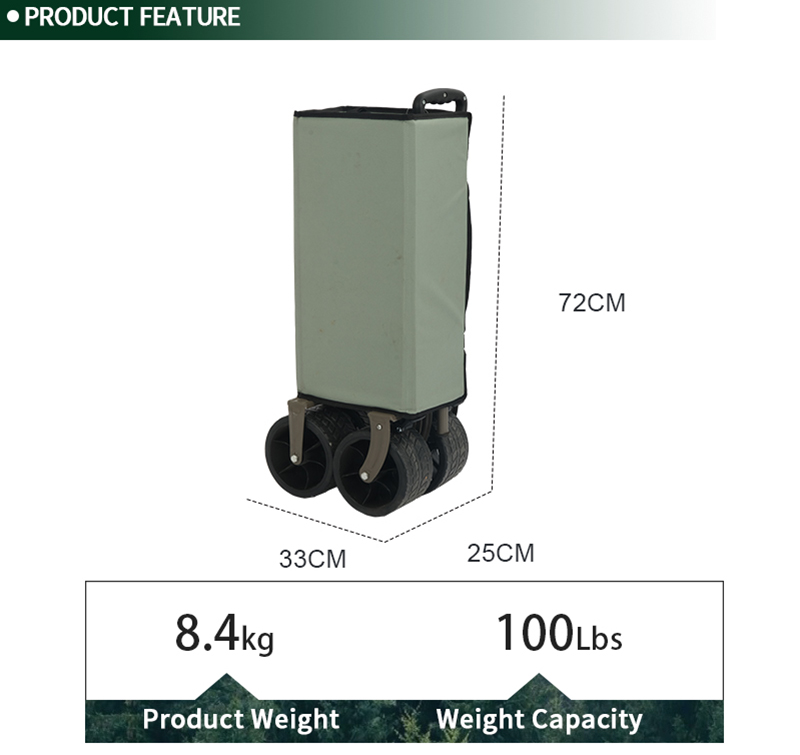 Heavy-Duty Folding Wagon with Bearing Wheels & 146L Volume