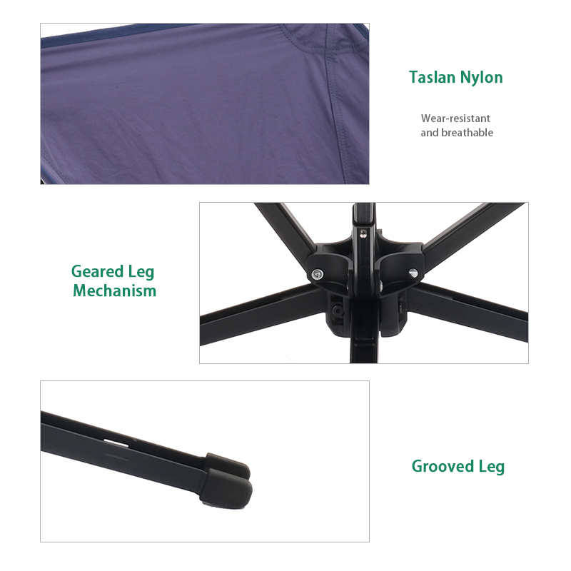 Blue Telescopic Low Back Camping Chair with Dual-Height Adjustable System