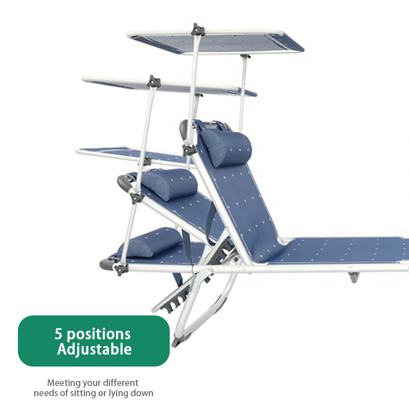 Outdoor Modern Aluminum Foldable Beach Chaise Sun Lounge Chair Outdoor with Canopy