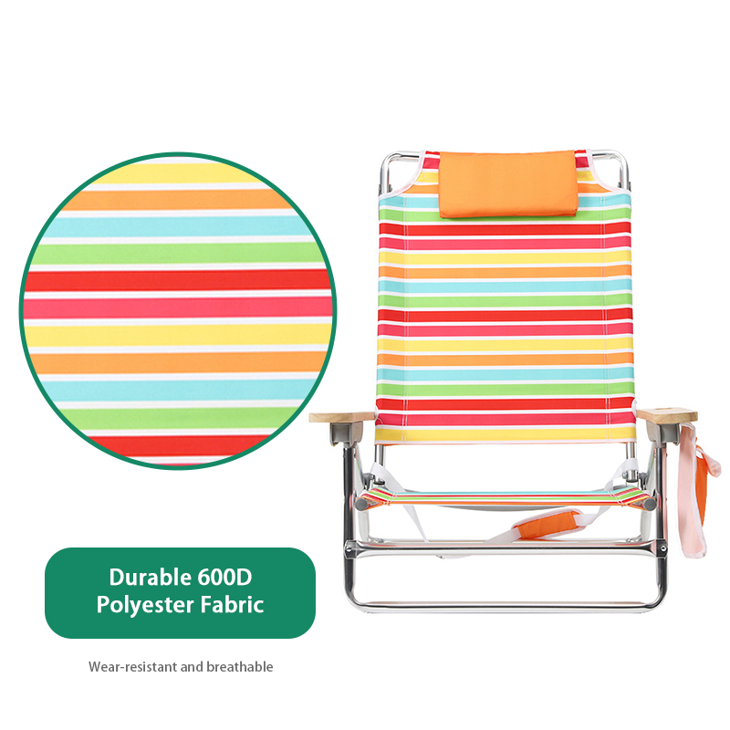 Portable 5 Position Aluminum Adjustable Foldable Picnic Camp Beach Chair with Storage Bag