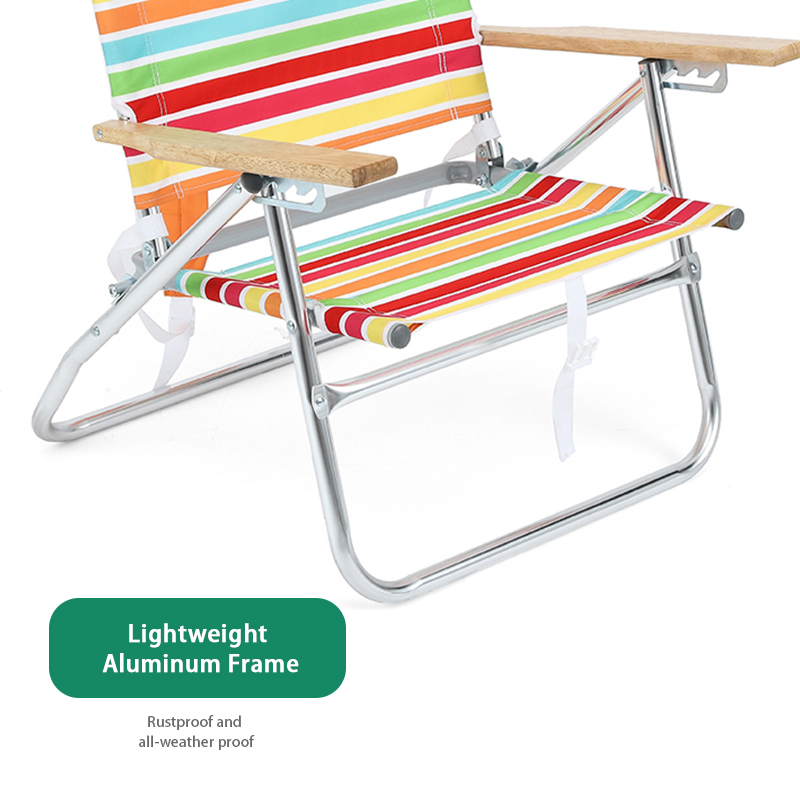 Portable 5 Position Aluminum Adjustable Foldable Picnic Camp Beach Chair with Storage Bag