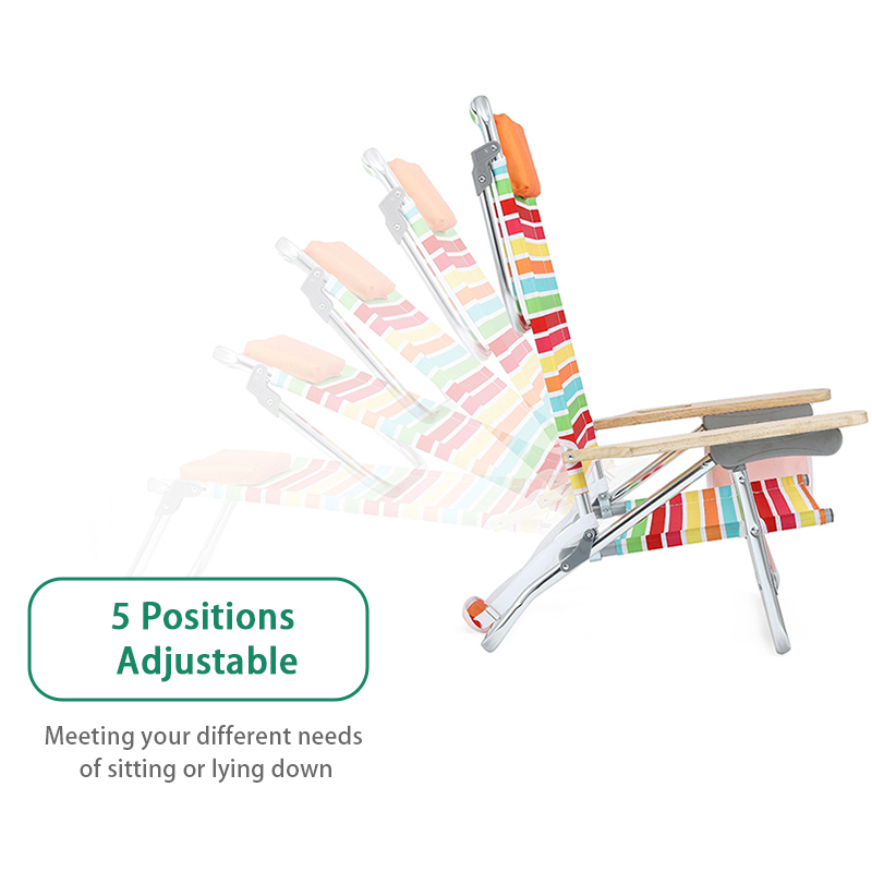 Portable 5 Position Aluminum Adjustable Foldable Picnic Camp Beach Chair with Storage Bag