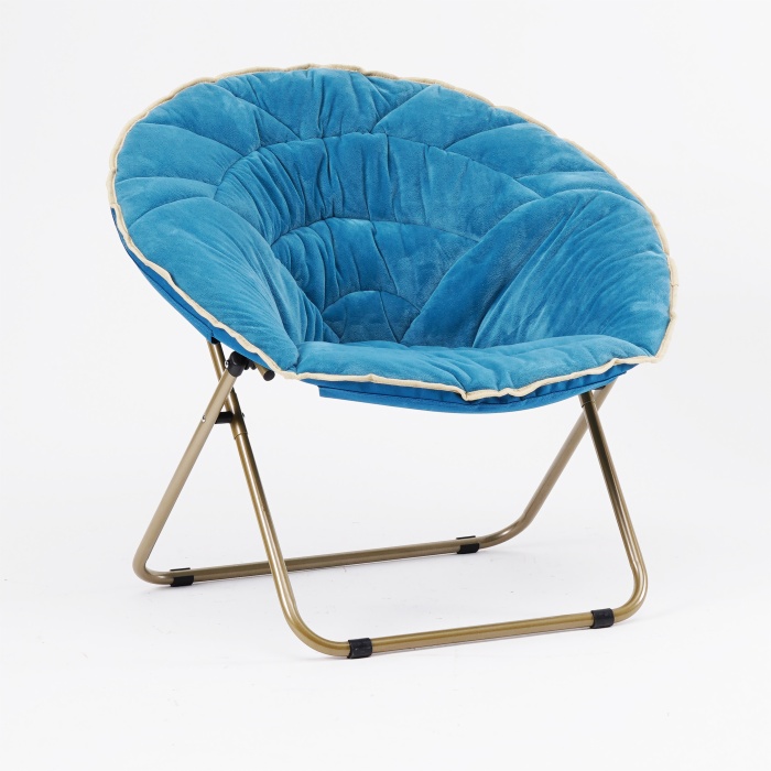 Folding Cozy Chair/Faux Fur Saucer Chair for Bedroom Outdoor Indoor Moon Chair